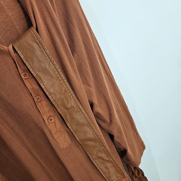 The Great Sleep Bodysuit Jumpsuit Waffle Knit Orange Rust Belted V-neck Size 1 - Picture 7 of 8